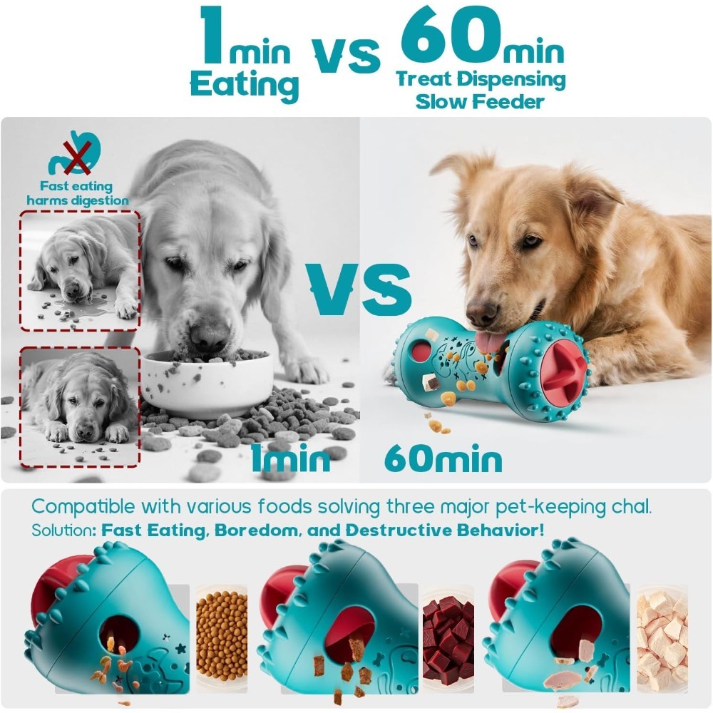 인터랙티브 강아지 장난감, 조절 가능한 간식 배출 장난 - Indestructible Dog Chew Toy 리뷰 및 가격